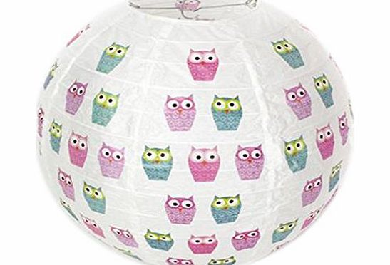 Carousel Home Owl Design Ribbed Paper Globe Lamp Shade / Light Shade