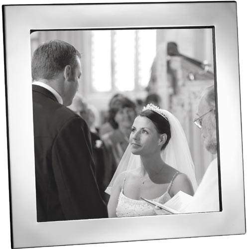 Carrs Of Sheffield Flat Wide Plain Rectangle Frame- Mahogany Finish Back In Sterling Silver By Carrs Of Sheffield