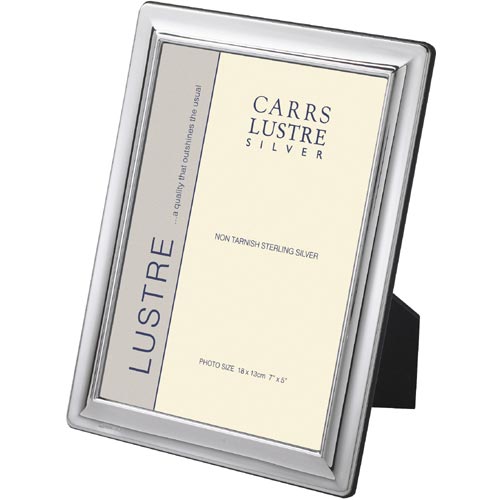 Carrs Of Sheffield Plain Rectangle Frame- Blue Velvet Back In Sterling Silver By Carrs Of Sheffield