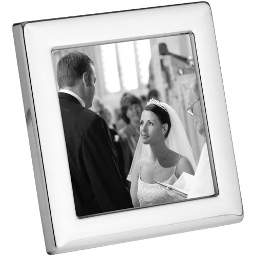 Carrs Of Sheffield Plain Square Frame- Blue Velvet Back In Sterling Silver By Carrs Of Sheffield