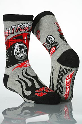 Boys 1 Pair HotWheels Rockin and Racin Grip n Go Slipper Socks 12.5 - 3.5 Boys