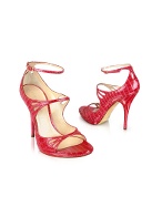 Watermelon Patent Croco Strappy Sandal Shoes