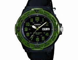 Casio Mens Black Green Cloth Strap Sports Watch