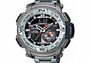 Casio Mens Pro-Trek Black Silver Compass Combi