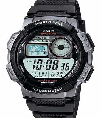 Casio Mens World Time Black Illuminator Digital