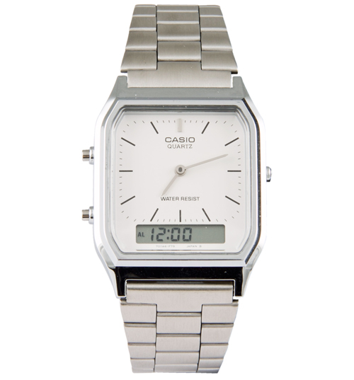 Casio Silver Retro Dual Time Watch from Casio