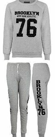 Ladies Brooklyn Tracksuit Jogging Bottoms Womens Sweatshirt Silver ML