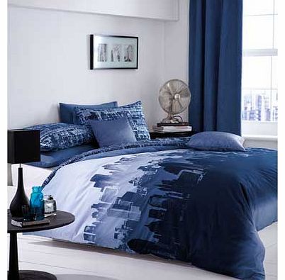 Catherine Lansfield City Scape King Size Duvet Set - Blue