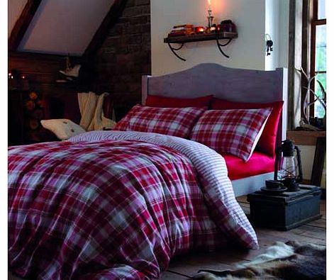 Catherine Lansfield Tartan Stripe Red Fitted Sheet - Double