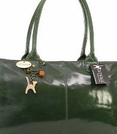 Catwalk Collection Handbags Catwalk Collection Large Shoulder Tote - Kensington - Vintage Leather - Green