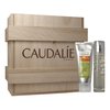 Beautiful Caudalie wooden box containing Fleur de Vigne Engerising Fragrance - a delicate grape blos