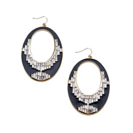 Rhinestone and Enamel Deco Pave Earrings