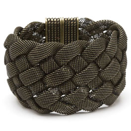 Wide Oxidized Gold Magnetic Mesh Bracelet