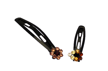 Flower Diamante Hair slides (pair)