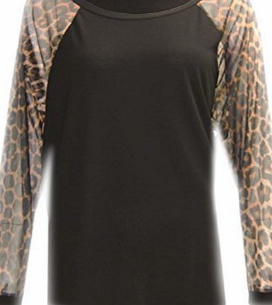 CELEB LOOK P98 NEW WOMEN LADIES SHEER BLOUSE PLUS SIZE DRESS TOP ANIMAL CHIFFON PRINT (2XL (UK 20-22), LEOPARD PRINT CHIFFON SLEEVE)