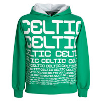 Celtic Text Print Hoodie - White/Green - Boys.