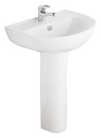 Milan 550mm Washbasin with Pedestal 1 Taphole