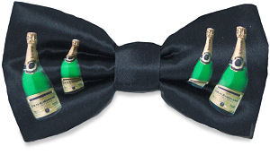 Champagne Bottles Black Bow Tie