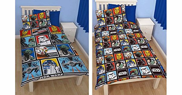 Character World NEW OFFICIAL STAR WARS FORCE SINGLE DUVET REVERSIBLE QUILT COVER KIDS BOYS ROTARY BEDDING SET REVERSIBLE DUVET PILLOW COVER SET (SWF1)