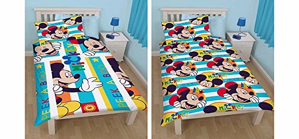 Character World OFFICIAL DISNEY WORLD MICKEY MOUSE BOO BOYS REVERSIBLE SINGLE DUVET PILLOW COVER SET - Children Reversible Single Bed Set Duvet Pillowcase (MMB1)