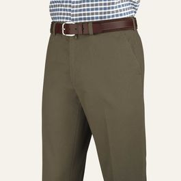 Khaki Green Flat Front Chinos