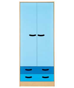 charlie 2 Door 2 Drawer Wardrobe - Blue