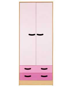 charlie 2 Door 2 Drawer Wardrobe - Pink