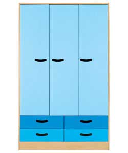 charlie 3 Door 4 Drawer Wardrobe - Blue