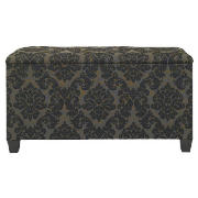 Chatsworth Damask Ottoman, Black