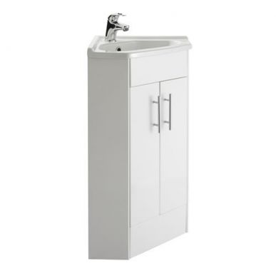 Cheapsuites Compact White Gloss Corner Bathroom