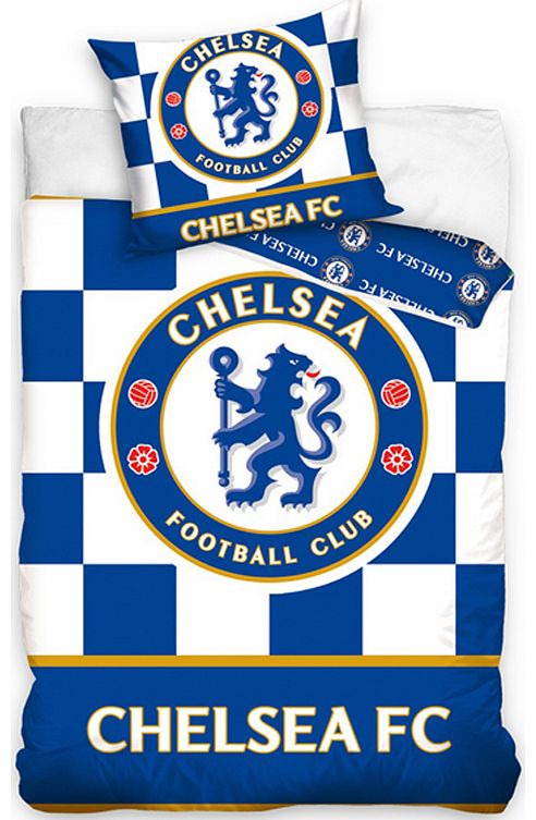 Chelsea FC Checked Single Duvet Cover Set