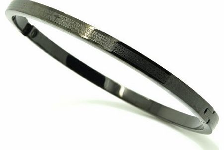 Chelsea Jewelry Private Collections Tungsten Steel Oval Bracelet With Spanish Prayer Inscription