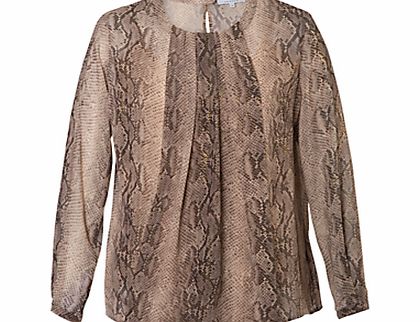 Chesca Snake Print Blouse, Beige