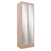 2 Door Mirrored Wardrobe, Birch