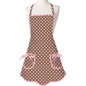 Apron Brown and Pink Polka Dot