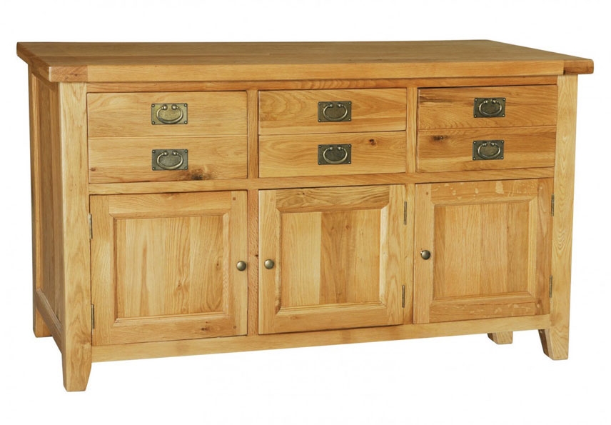 Grand Oak 3 Deep Drawer Sideboard