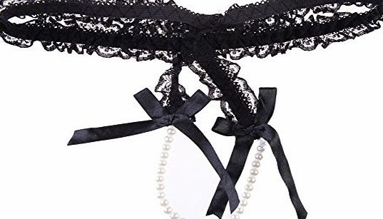 Chinatera Lingerie G-string Knickers Women Underwear Open Crotch Thongs Panties (Black)