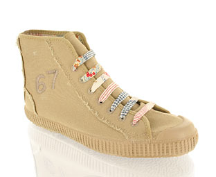 Canvas Ankle Boot With Unusual Lace Detail