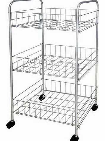 ChoicefullBargain HIGH QUALITY 3 TIER SHELF KITCHEN CHROME STORAGE TROLLEY WHEELS VEG FRUIT CART STORAGE RACK