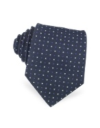 Dark Blue Mini Square Patterned Silk Tie