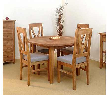 Verviers Oak Round Extending Dining Set