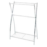 Chrome Freestanding Towel Rail with Shelf