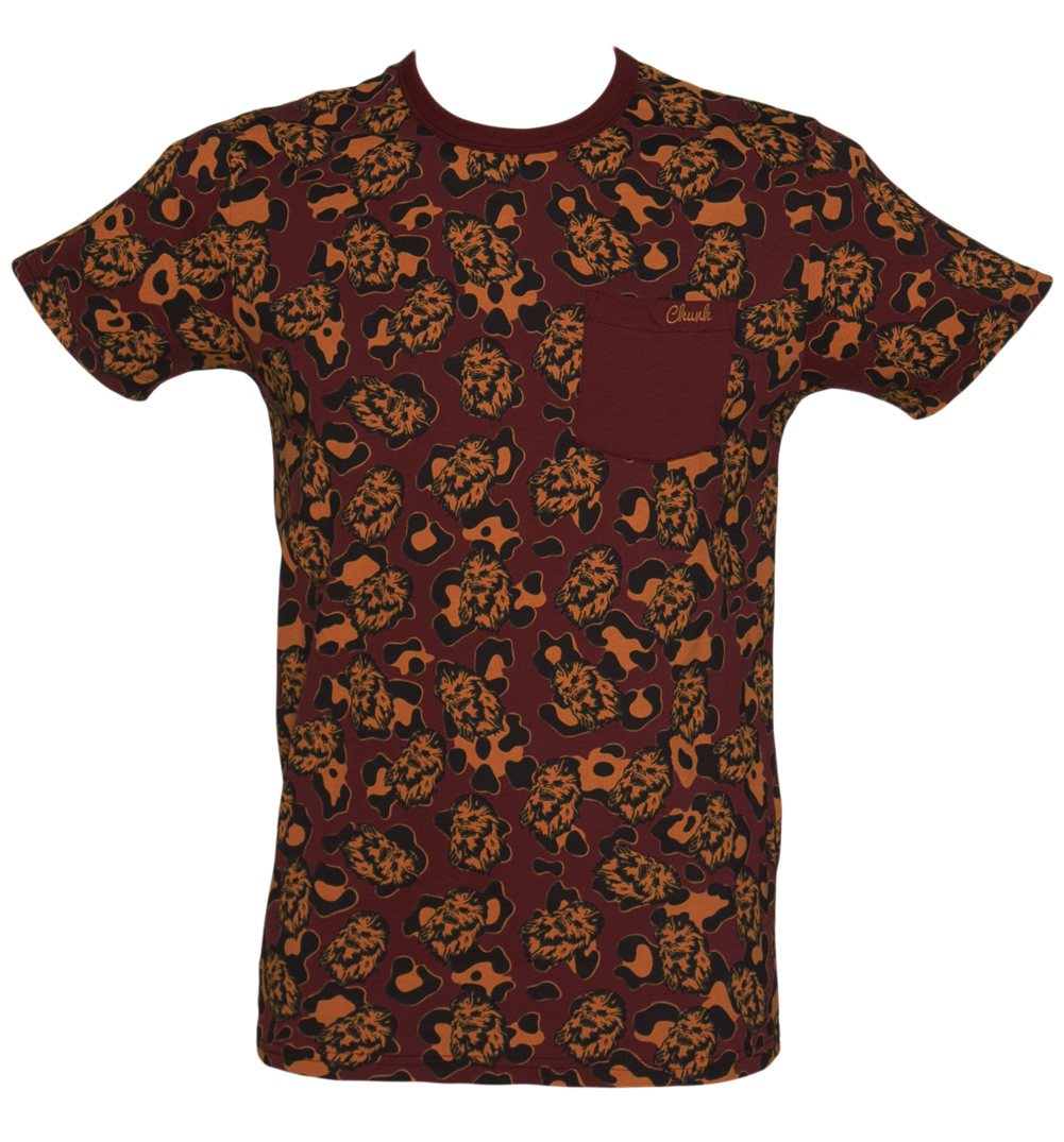 Mens Burgundy Wookie Animal Print Star Wars