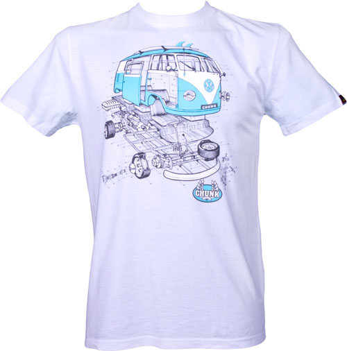 Mens White Exploding VW Camper T-Shirt from