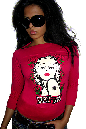 Kitsch Bitch Girls Slash Neck 3/4 sleeve Cinema X