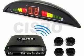 CISBO Black Wireless Car reversing parking Four 4 rear sensors with Colour LED displayer