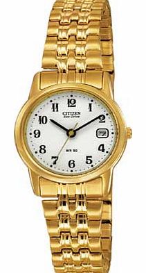 Ladies Gold Tone Eco-Drive Expander