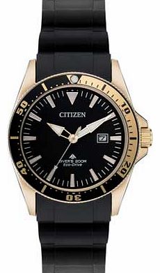 Mens Black Gold Divers Watch