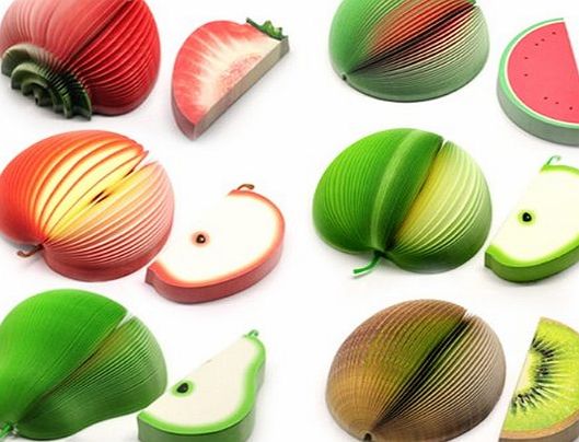 CKB Ltd Set of 6 Mixed Novelty 3D Fruit Shape Memo Note Pads Unusual Gift Office Notepad