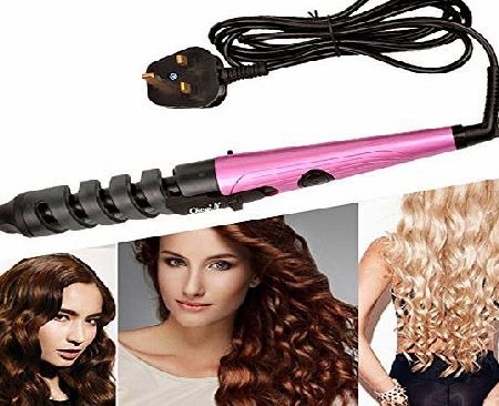 Ckeyin � 360 Degree Rotation Cord Hair Rollers Curling Iron Wand Electric Ceramic Hair Curler Spiral Styling Tools (Pink)